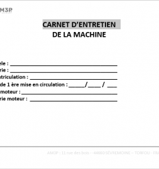 CARNET D'ENTRETIEN DE LA MACHINE
