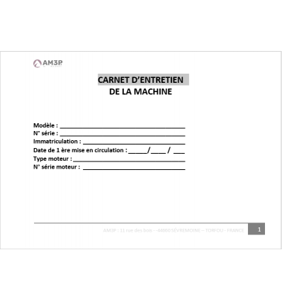 CARNET D'ENTRETIEN DE LA MACHINE